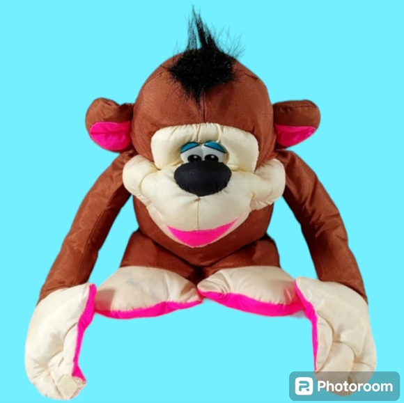 Vintage 1994 Fisher Price "Chattering Chimps" Plush 12" BROWN MONKEY Toy - Picture 3 of 8
